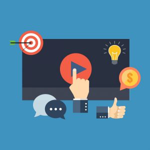 Media marketing concept. Flat design stylish. Isolated on color background